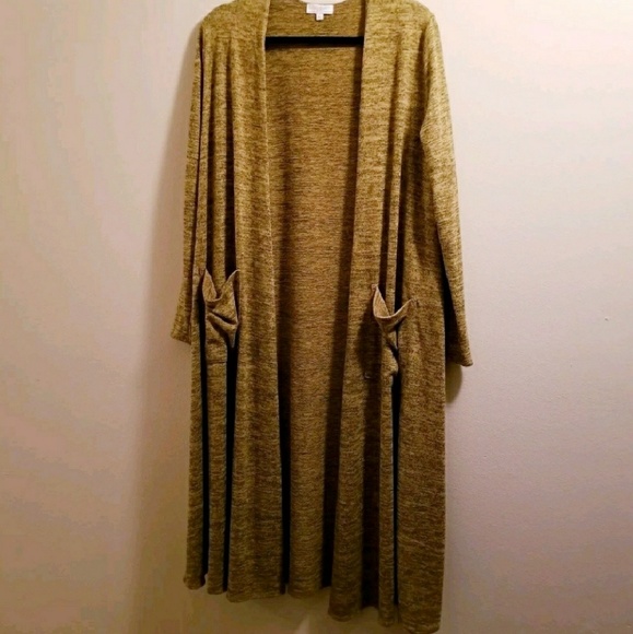 LuLaRoe Sweaters - Lularoe L Sarah Long Sweater Duster Yellow/Green